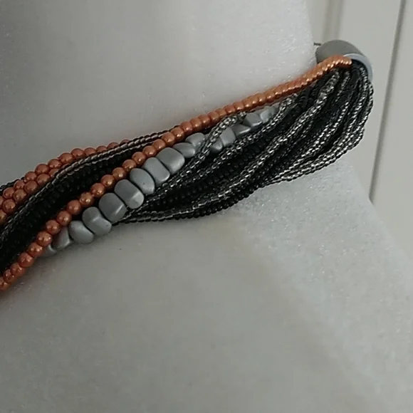 Multi Beaded twisted strand Chocker Necklace - Picture 2 of 10